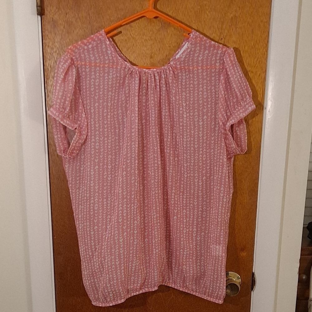 New York & Company Pink Relaxed Ribbed Blouse